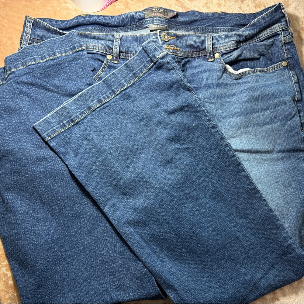 torrid Straight Leg Jeans in Dark and Medium Blue Washes
